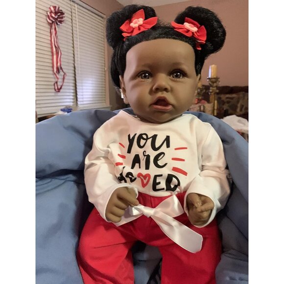🆕22.8 Inch Reborn Doll with Soft Cloth Body African American Emma Girl Doll - Picture 2 of 11